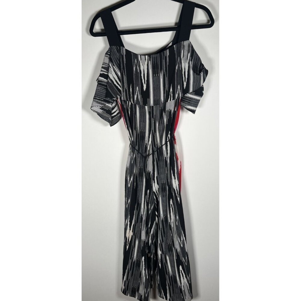 Karen Millen boho cold shoulder snake print jumpsuit 12 London flowy designer